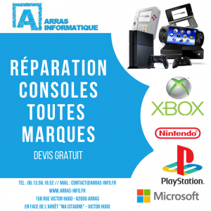 Réparation console de jeux toutes marques et toutes pannes par Arras Informatique