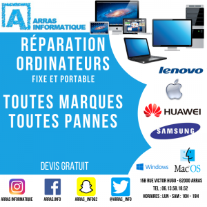 reparation ordinateurs portables pas cher sur arras, beurains , sante catherine, saint nicolas