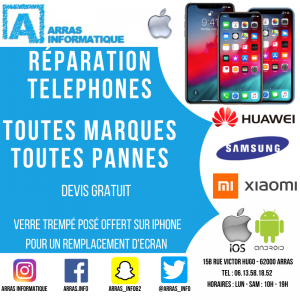reparation de smartphone pas cher sur arras mais aussi sur lens , bethune ,henin, carvin